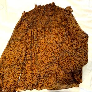 High neck leopard print blouse